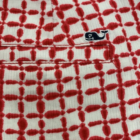 Vineyard Vines Red Tie Dye Ikat Square Print Shibori Shorts size 8 - Picture 3 of 6